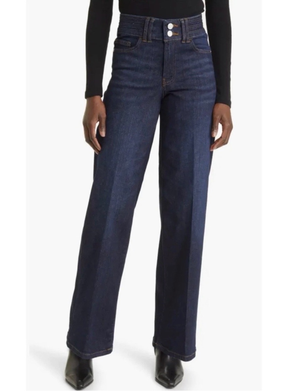 Frame Denim Triple Binding High Rise‎ Palazzo Fife Blue Wide Leg Jeans